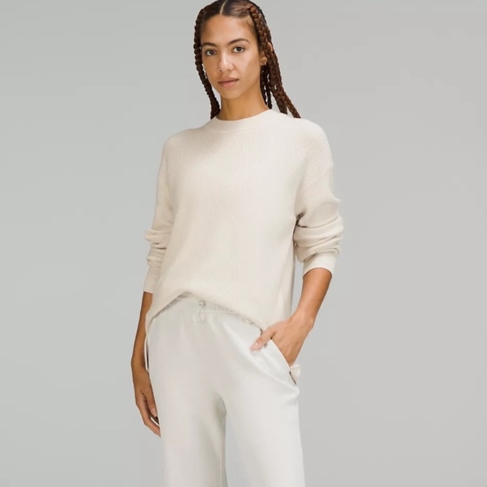 lululemon athletica Cream Ribbed Crewneck Sweater